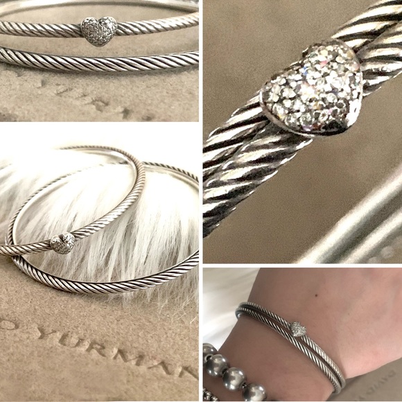 David Yurman Jewelry - RARE Yurman heart pavé diamond BANGLES not buckle
